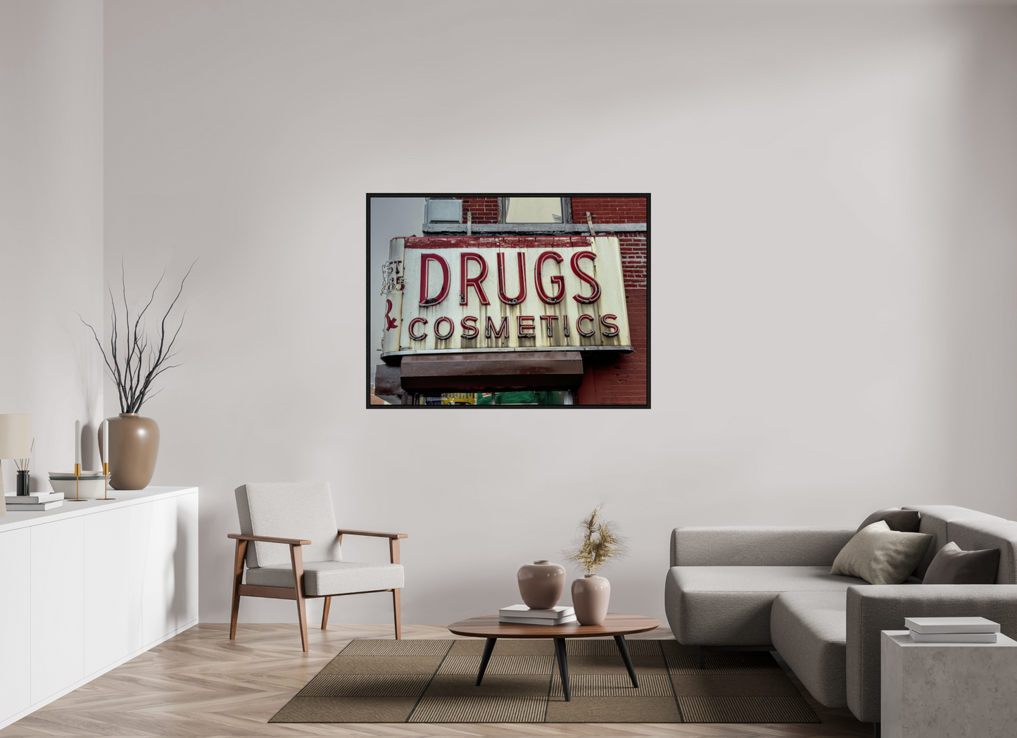 56 x 42″, Floater Frame Drug Cosmetics Sign