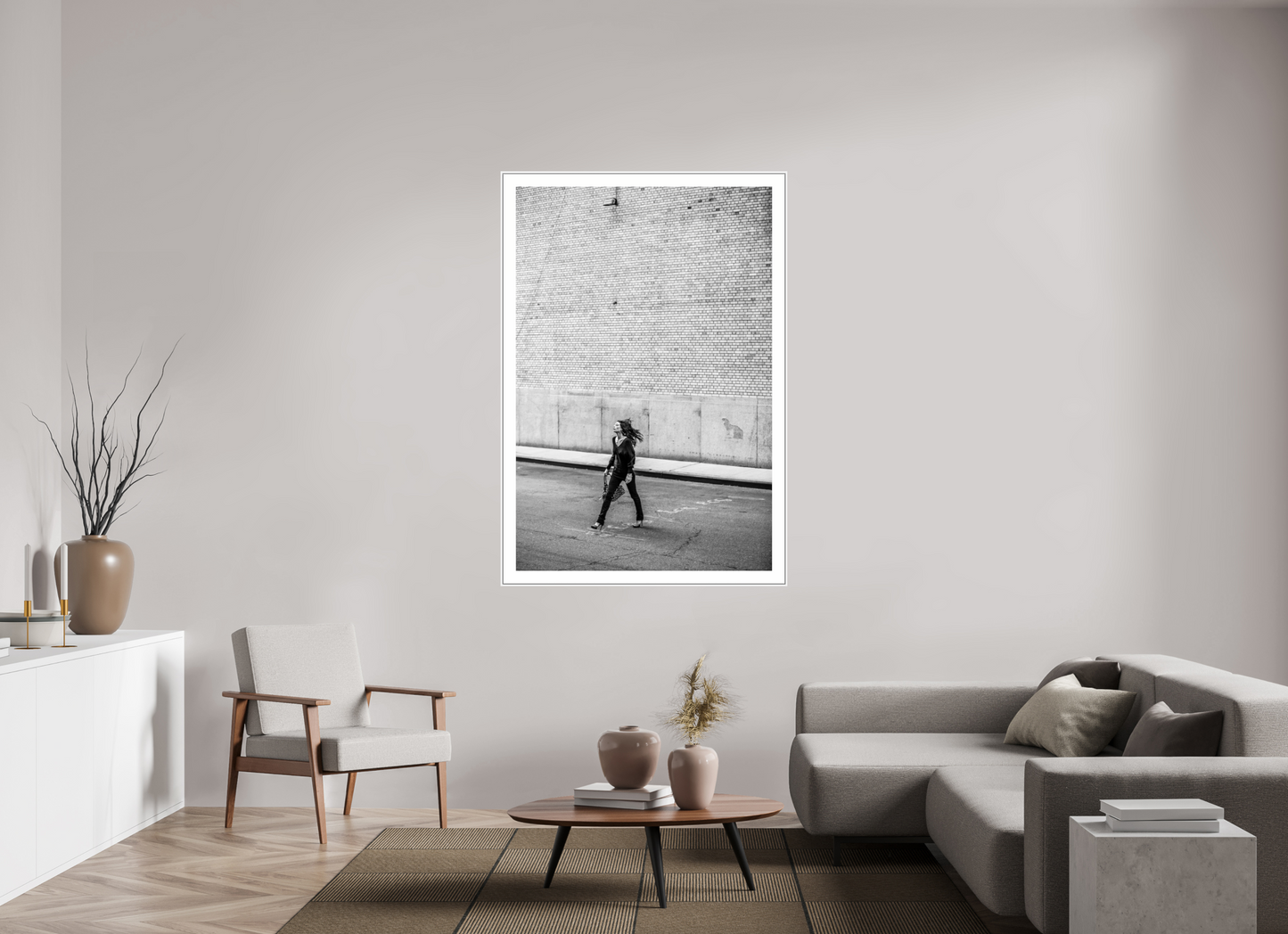 Woman Walking Across the Street