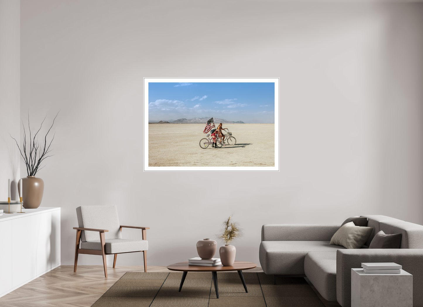 Burning Man - Two with Bikes and USA Flag