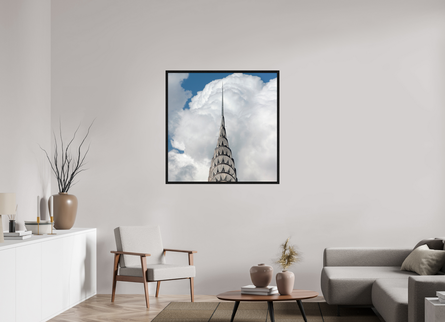 40 x 40″, Floater Frame Chrysler Building with Clouds