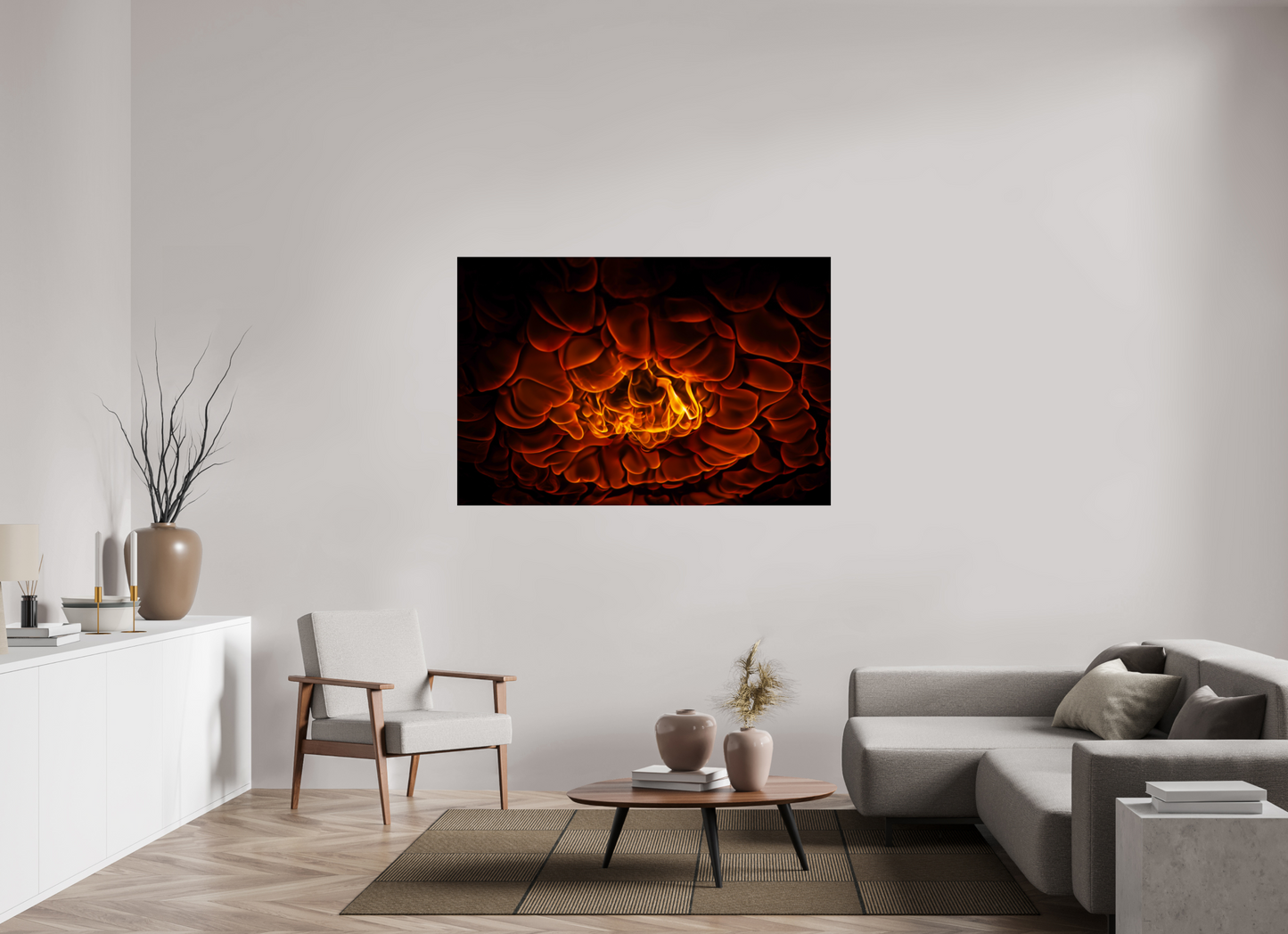 60 x 40″, Frameless Acrylic Glass Burning Man - Flames