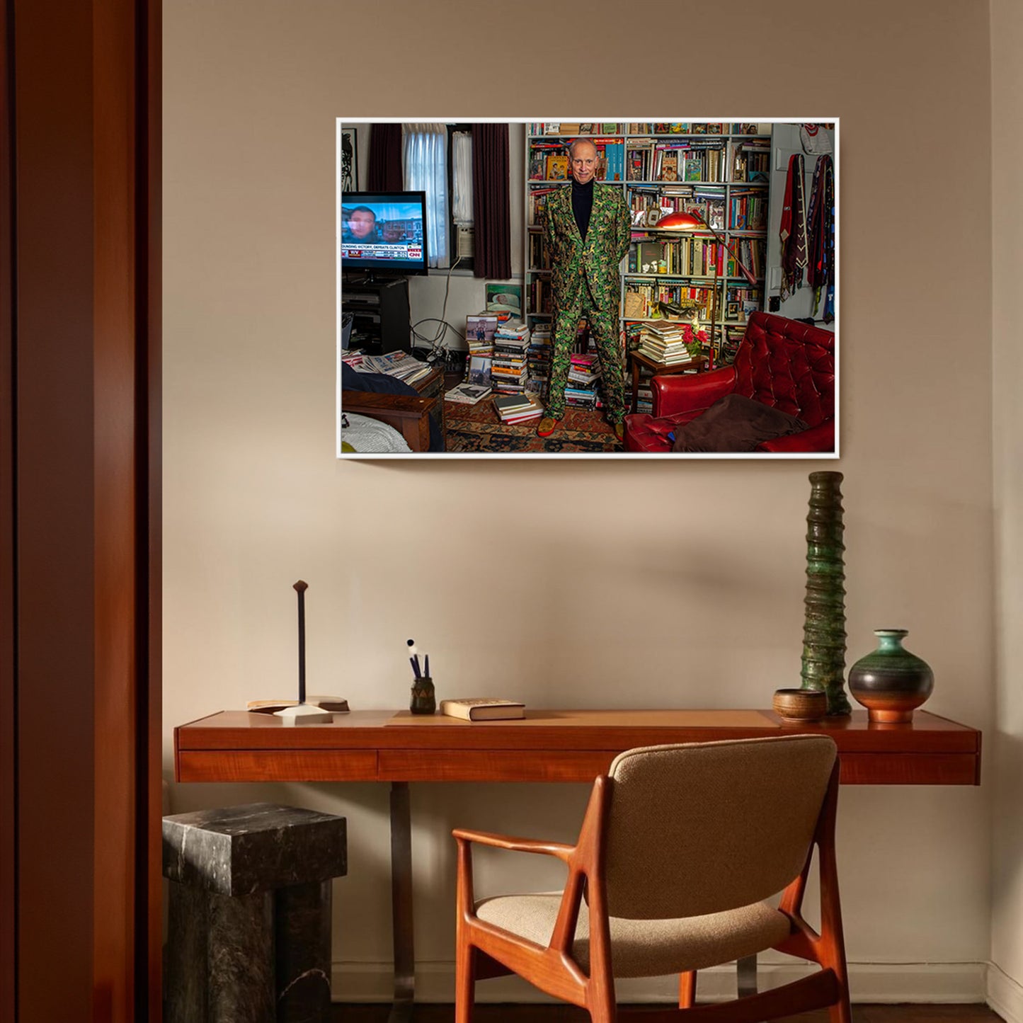Director John Waters in his Bedroom with TV