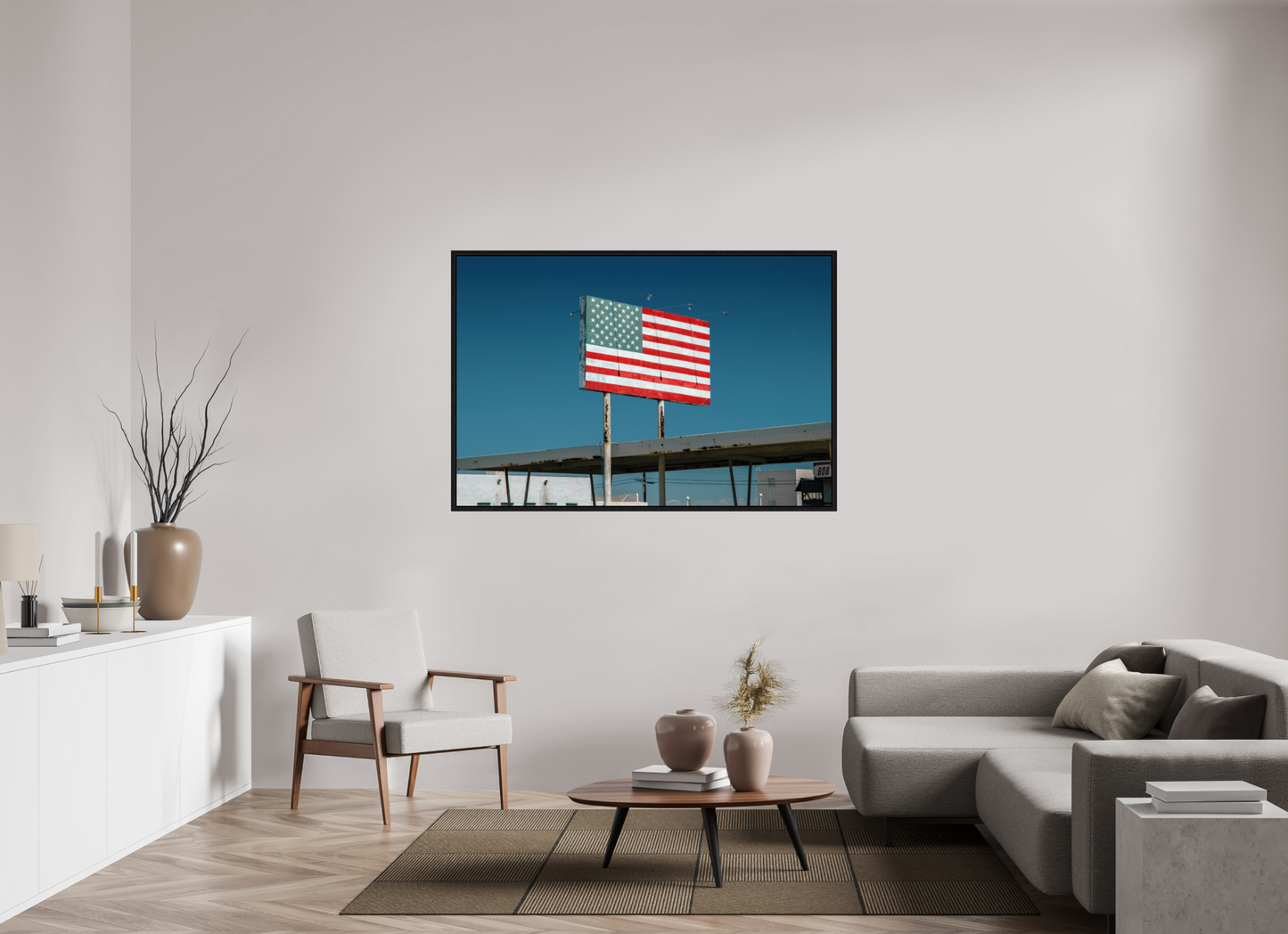 60 x 40″, Floater Frame USA Flag Sign