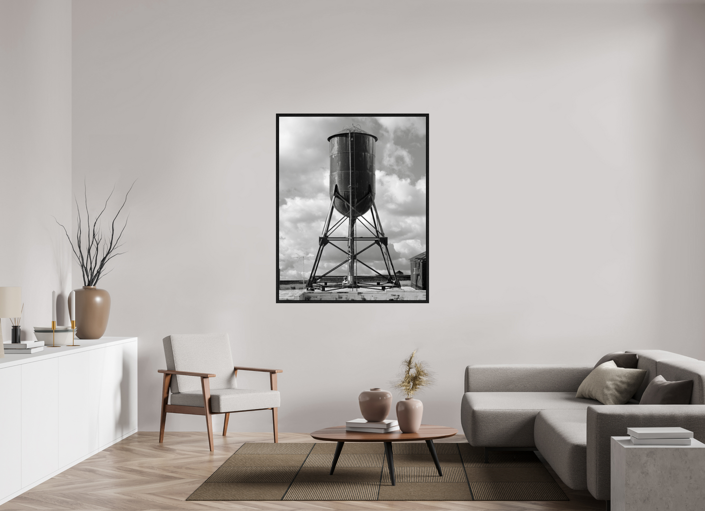 43 x 53.7″, Floater Frame Black Water Tower