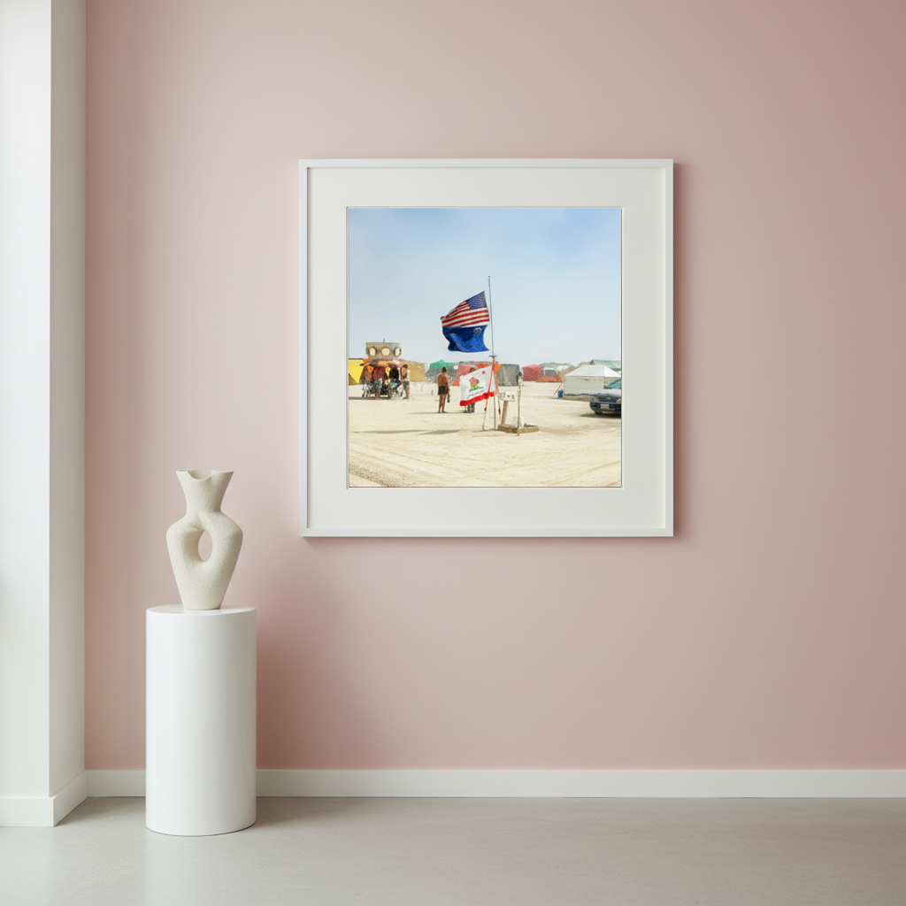 Burning Man - Woman with Flags (square format)