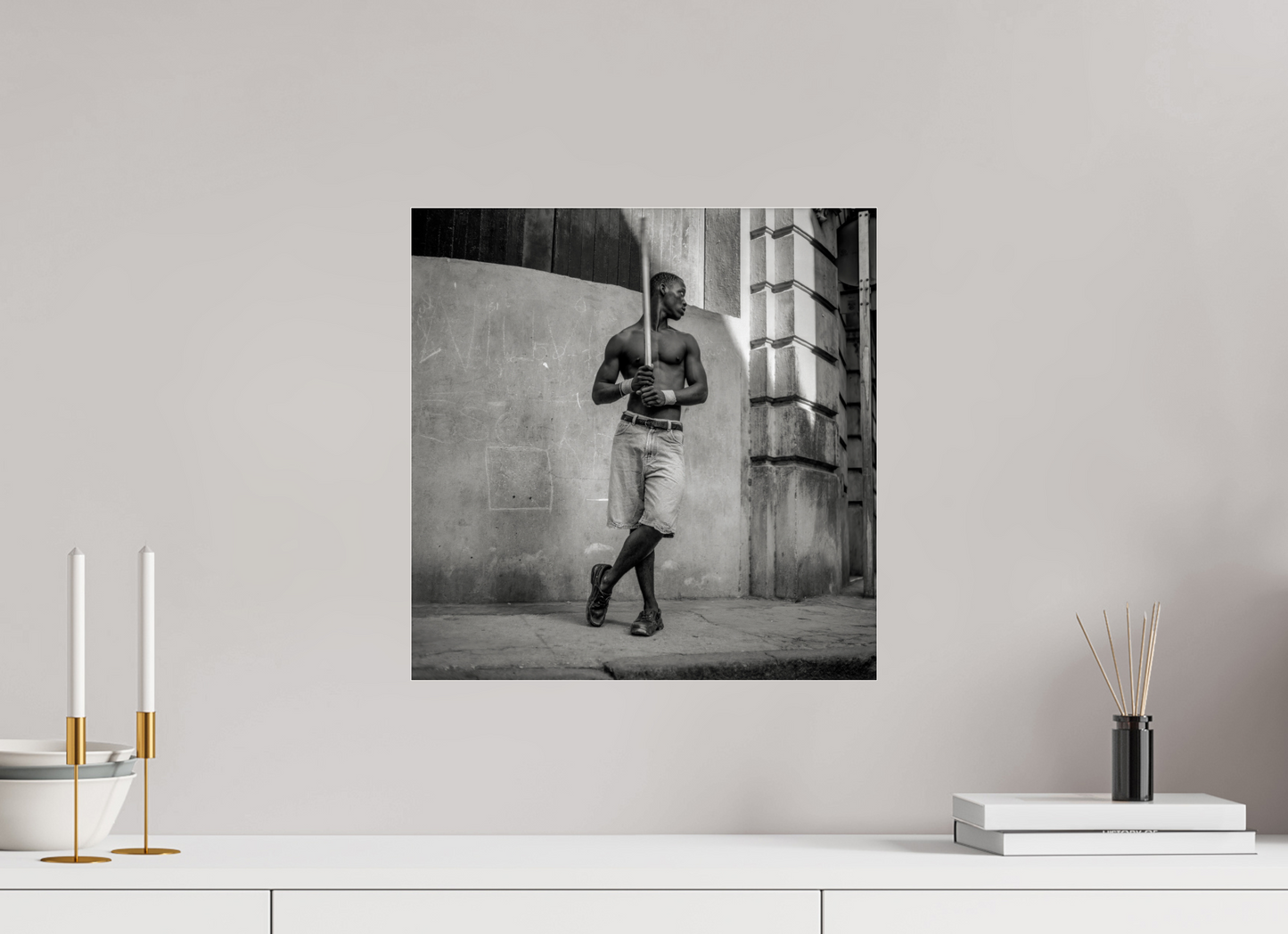 16 x 16.2″, Frameless Acrylic Glass Cuban Boy Playing Stickball