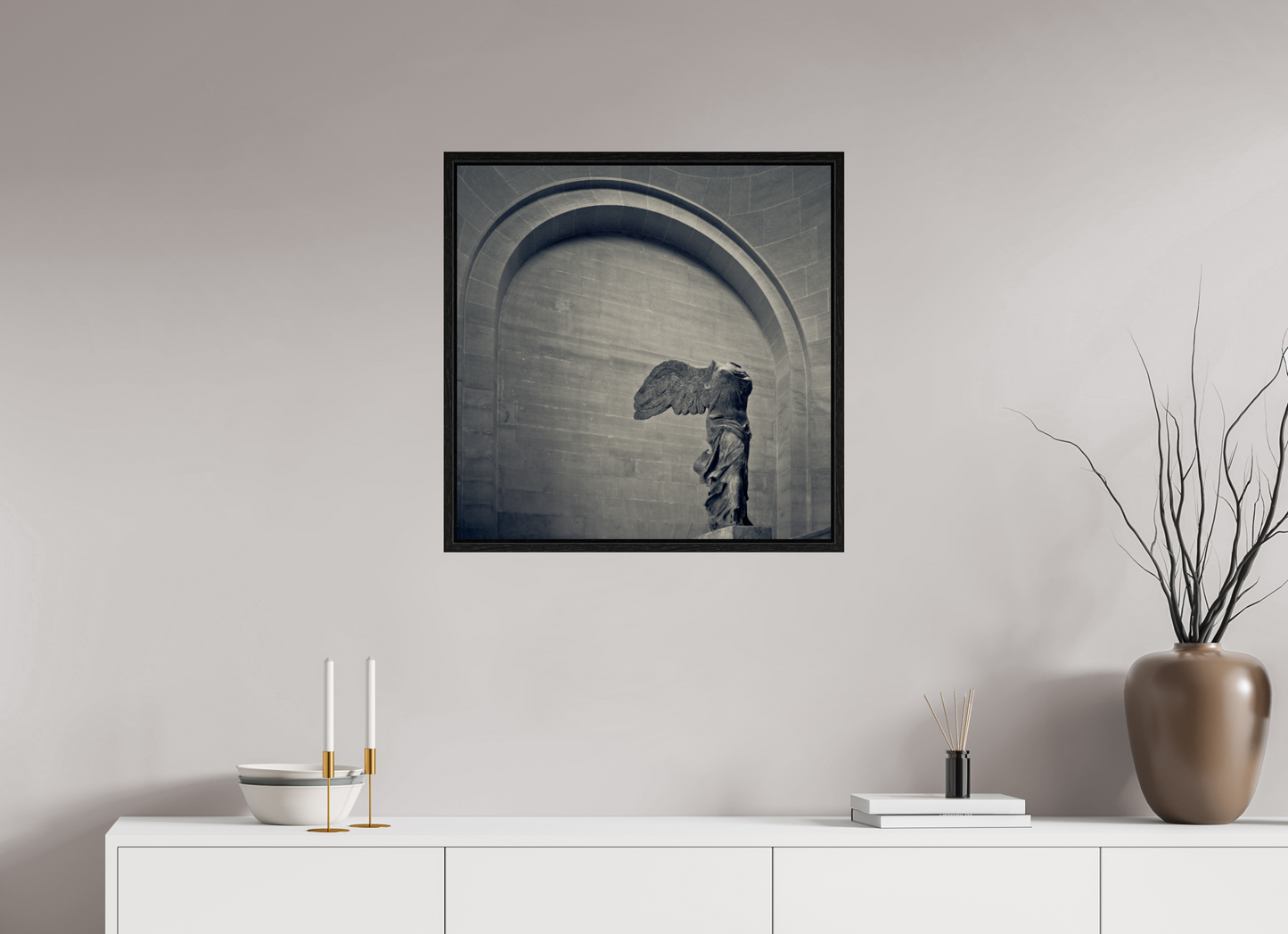 25 x 25″, Floater Frame Winged Victory of Samothrace