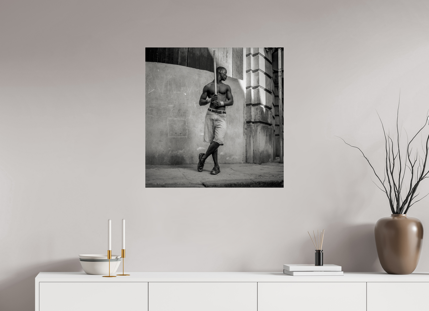 28 x 28.4″, Frameless Acrylic Glass Cuban Boy Playing Stickball