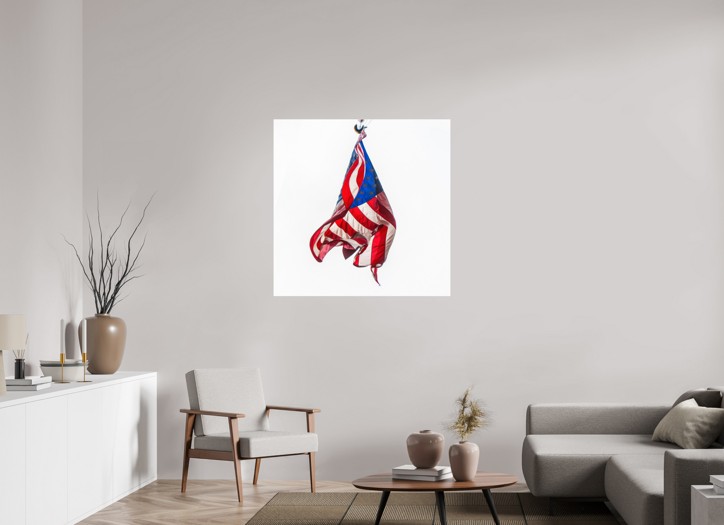 40 x 40″, Frameless Acrylic Glass Crumpled USA Flag