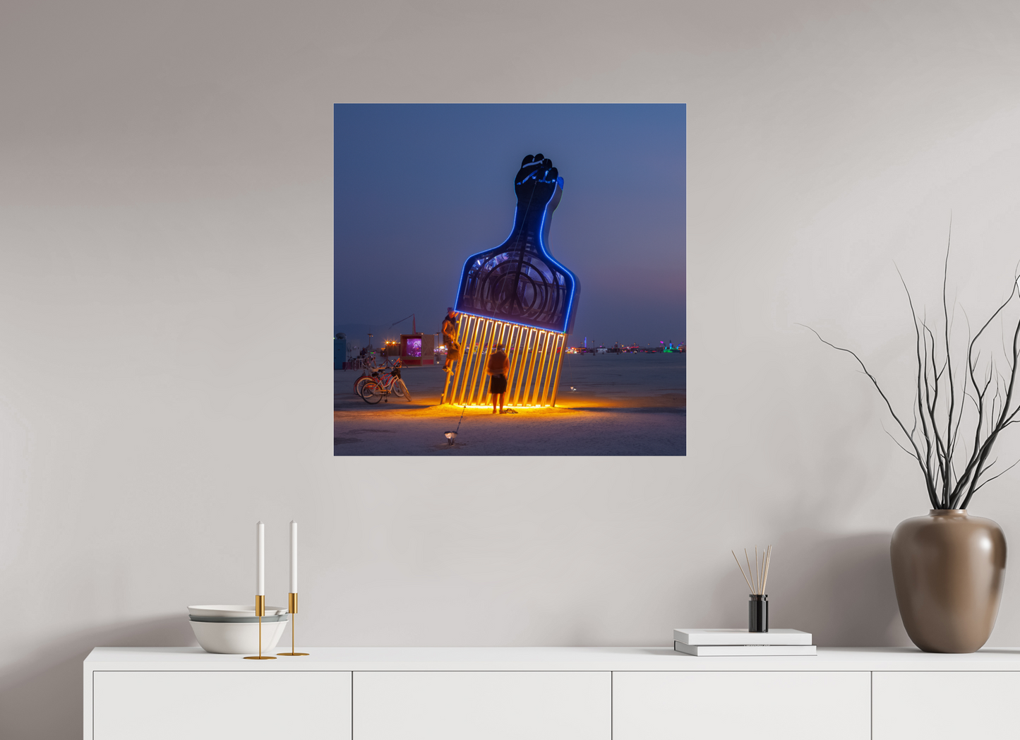 30 x 30″, Frameless Acrylic Glass Burning Man - Fro Pick