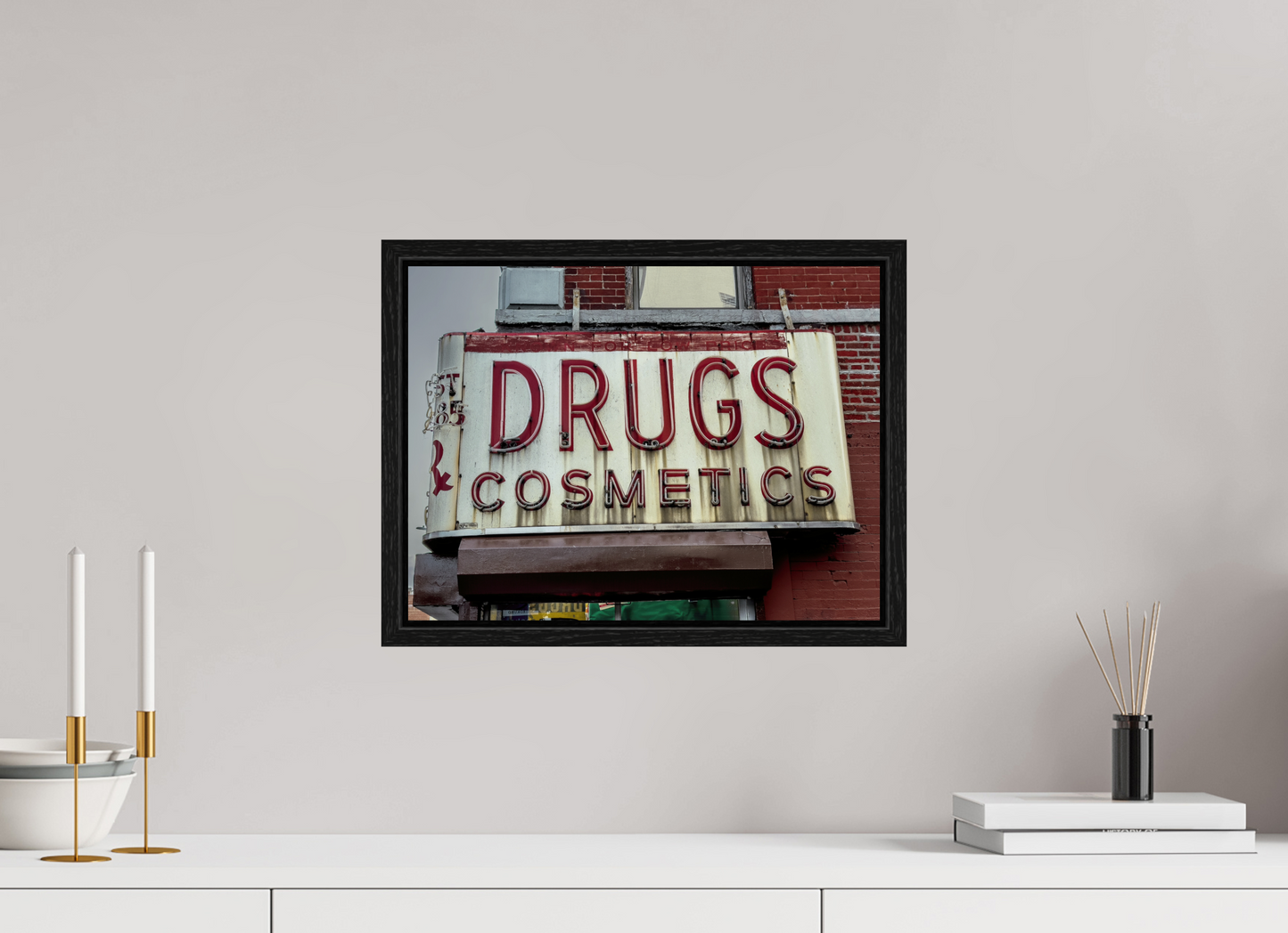 16 x 12″, Floater Frame Drug Cosmetics Sign