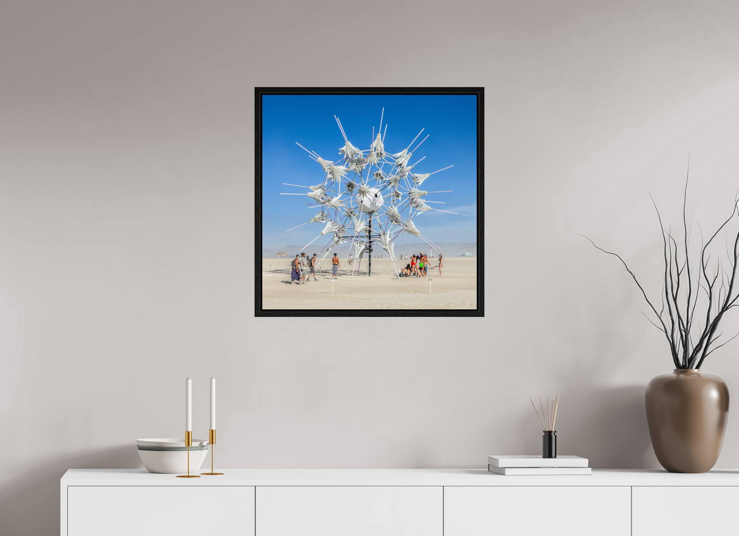 25 x 25″, Floater Frame Burning Man - Gathering at Radia Lumia