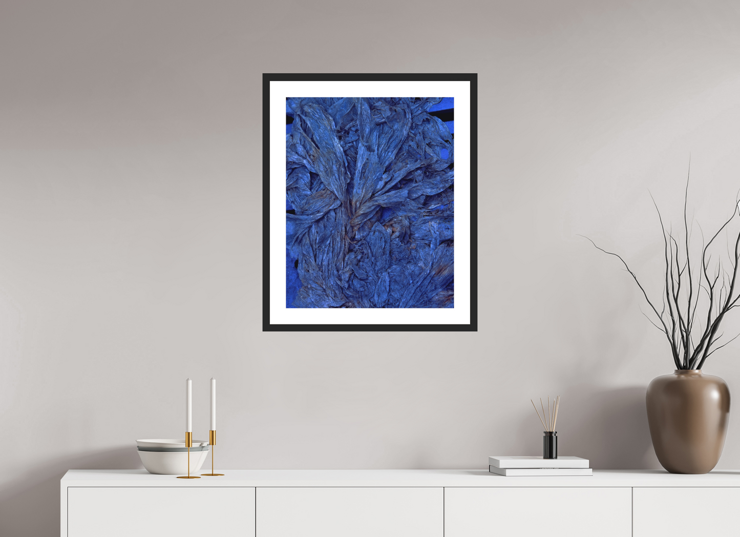 20 x 25″, Solid 0.8" Black Wood Frame With 2" Natural White Passe-Partout with Museum Glass Plastic Bags