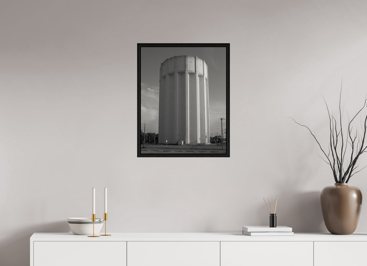 20 x 25″, Floater Frame Ribbed Water Tower Kansas