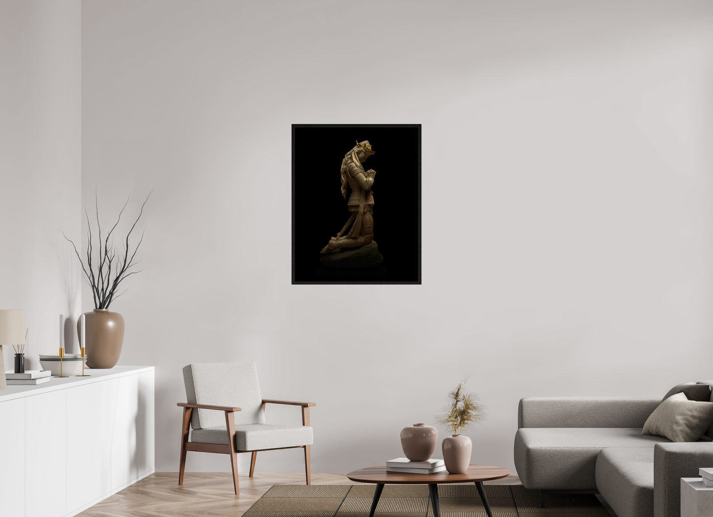 28 x 35″, Floater Frame Joan of Arc Statue