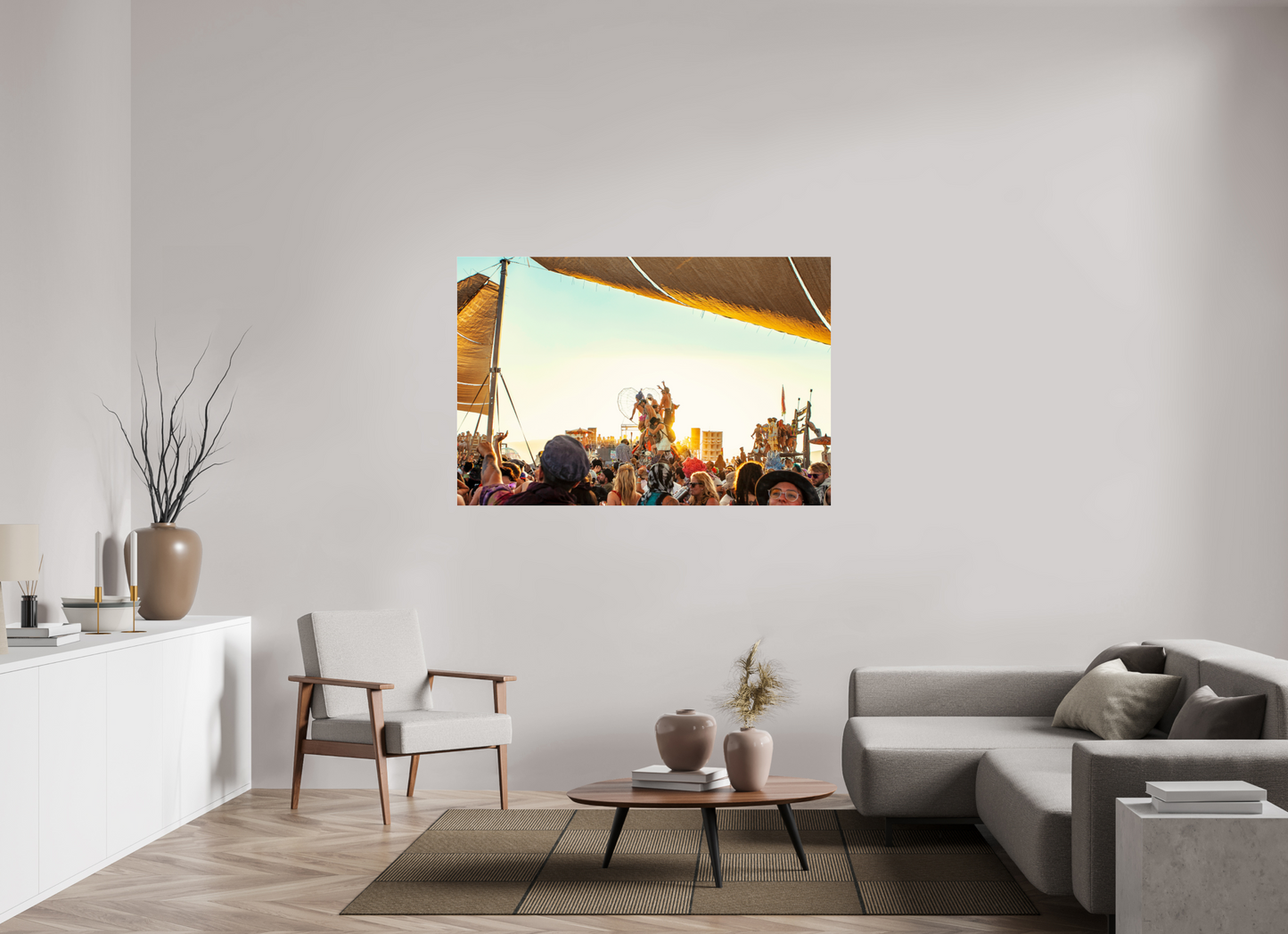60 x 40″, Frameless Acrylic Glass Burning Man - Gathering