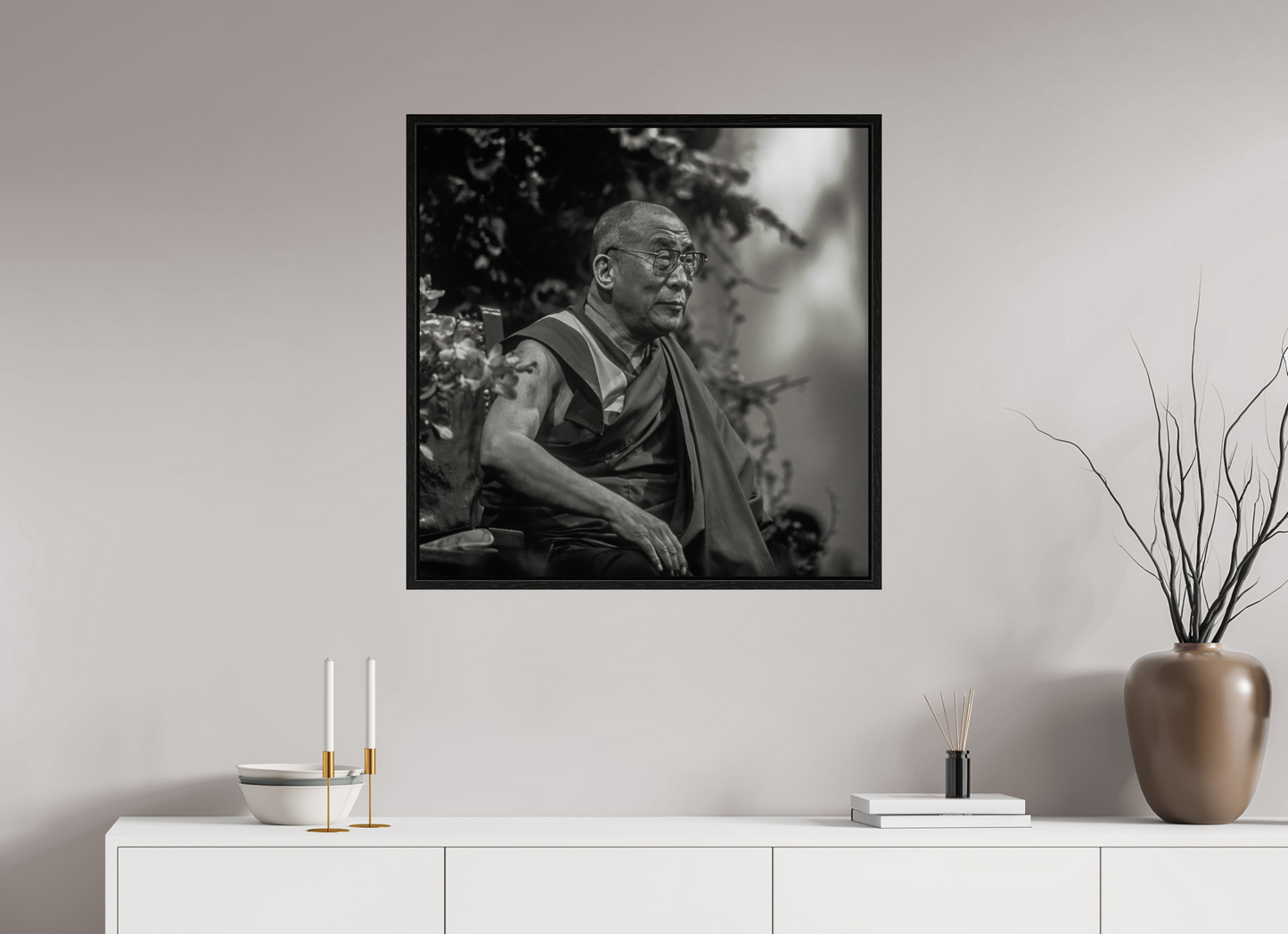 30 x 30″, Floater Frame His Holiness the Dalai Lama
