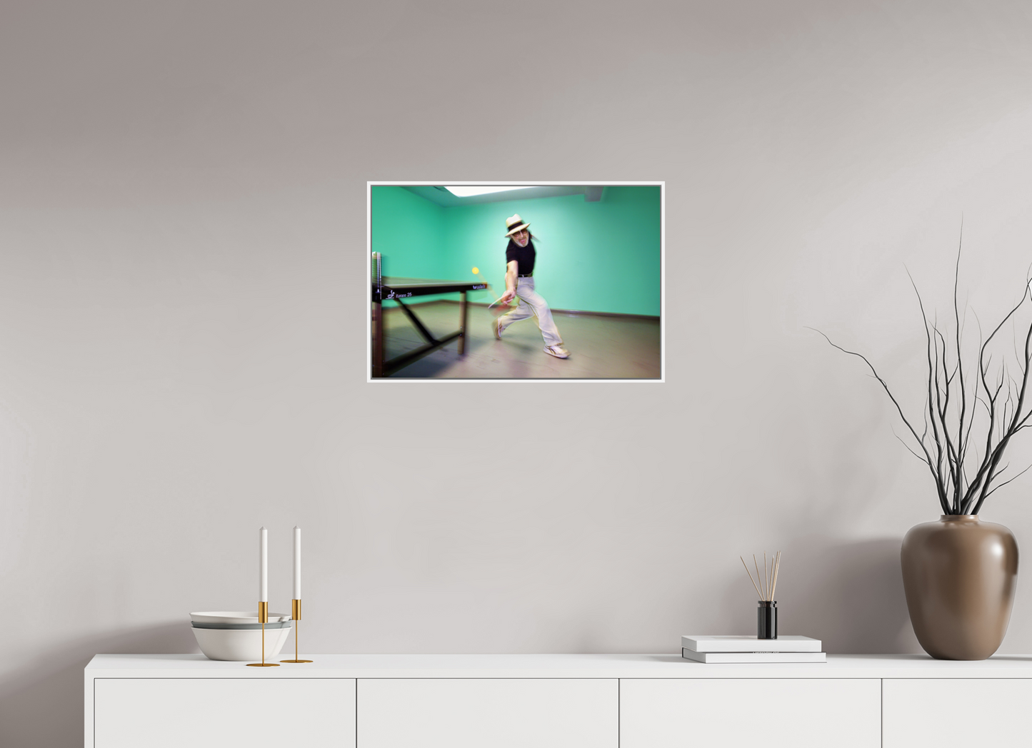 24 x 16″, White Matte Frame, No Border Marty Reisman