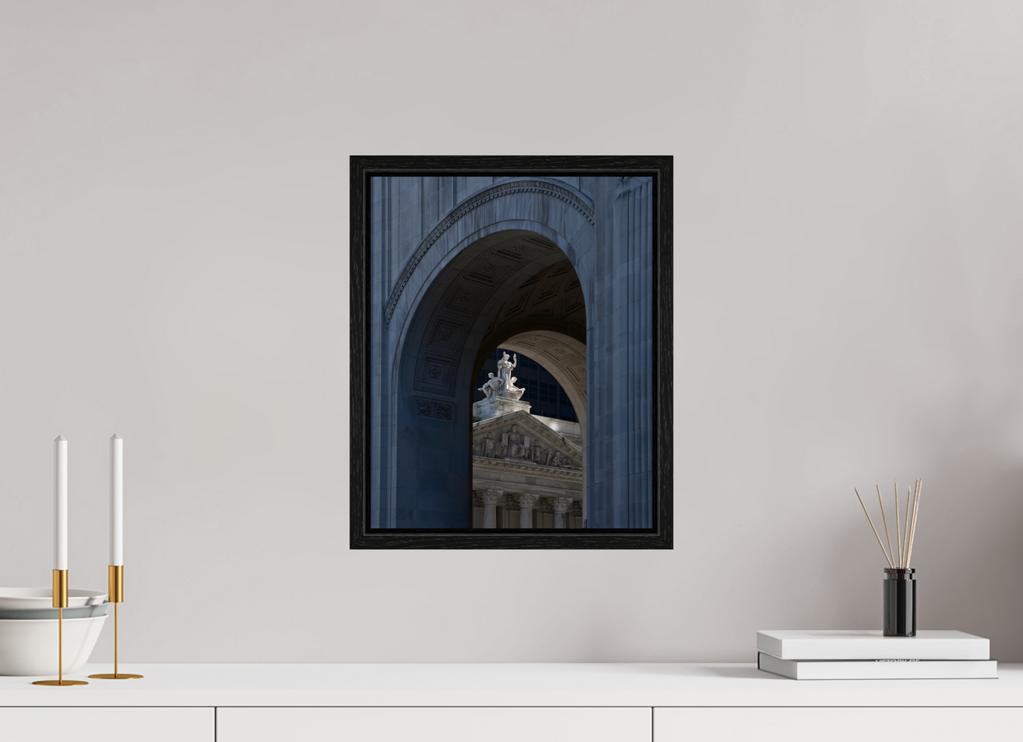 12 x 15″, Floater Frame Arches with Sculptures
