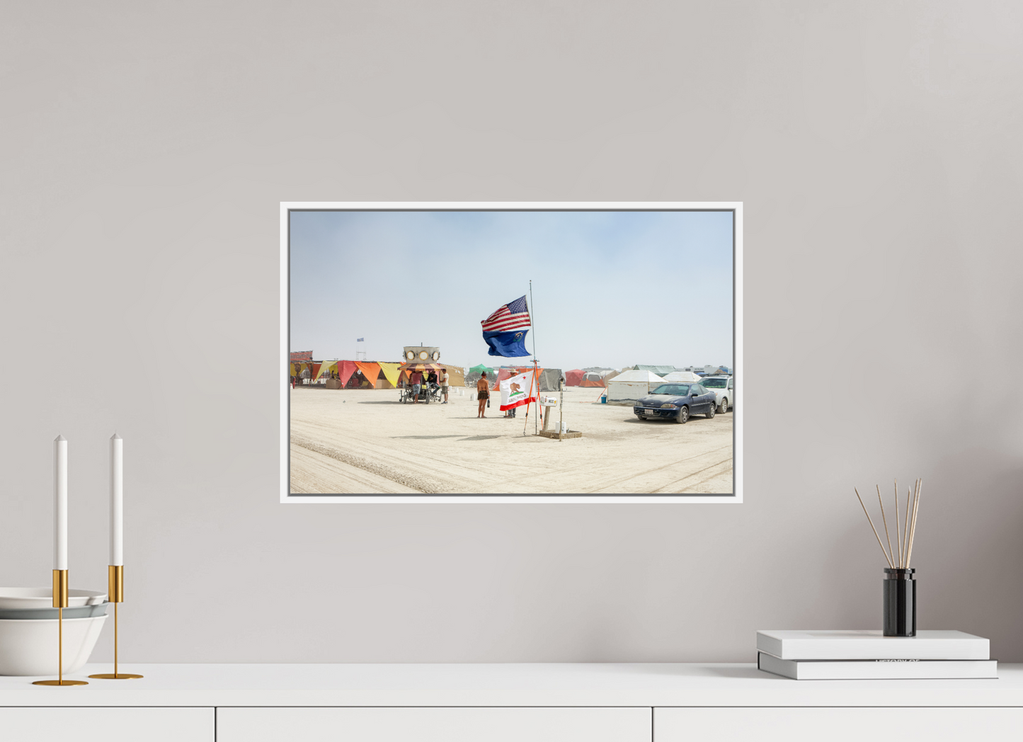 Burning Man - Woman and Flags