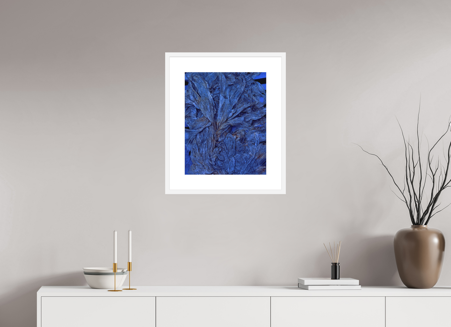16 x 20″, Solid 0.8" White Wood Frame With 3" Natural White Passe-Partout with Museum Glass Plastic Bags