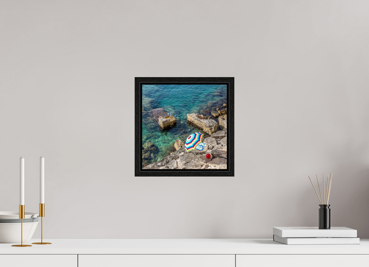 10 x 10″, Floater Frame Monopoli Beach