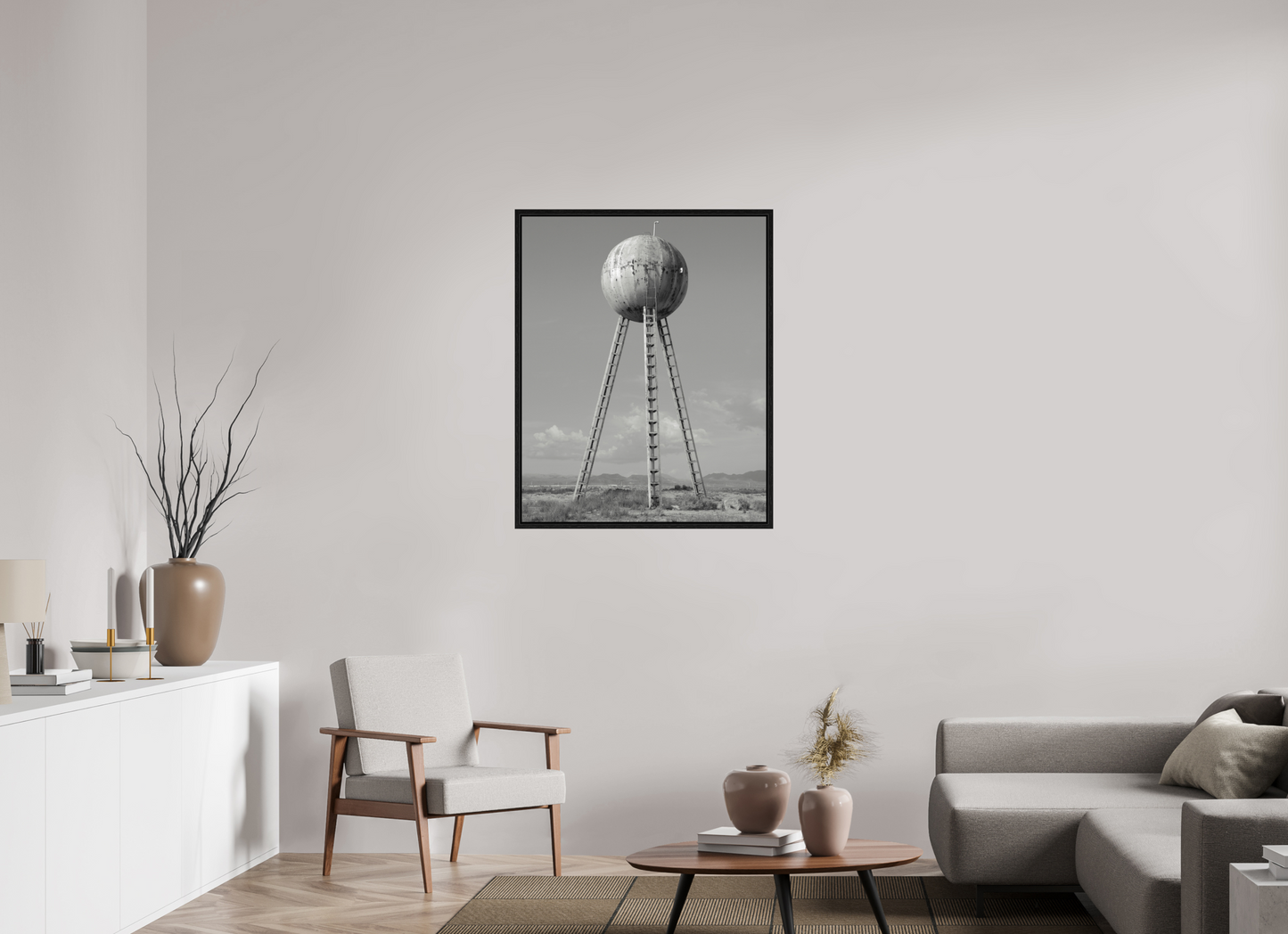 31 x 38.7″, Floater Frame Spherical Water Tower