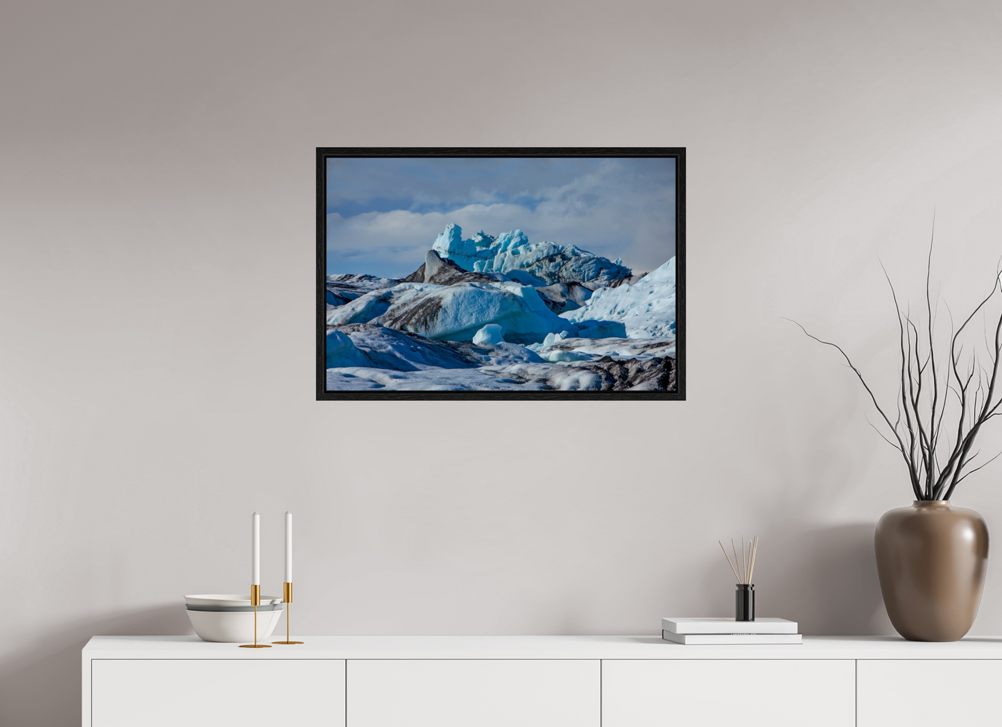 30 x 20″, Floater Frame Iceland Icebergs