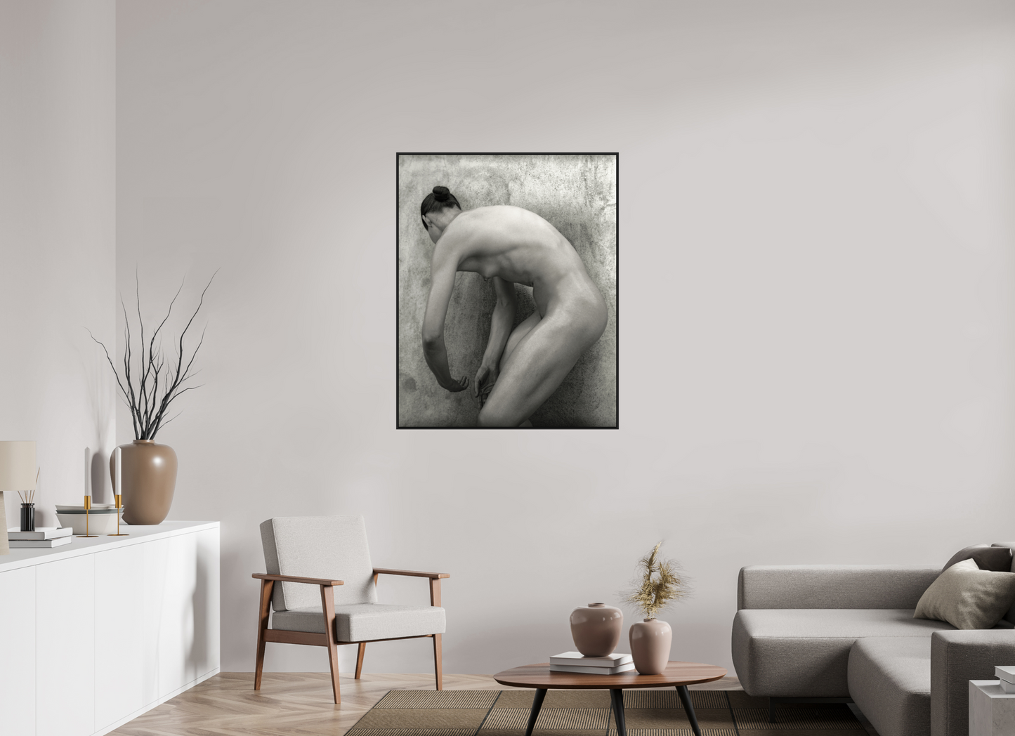 35 x 43.7″, Black Matte Frame, No Border Nude 60