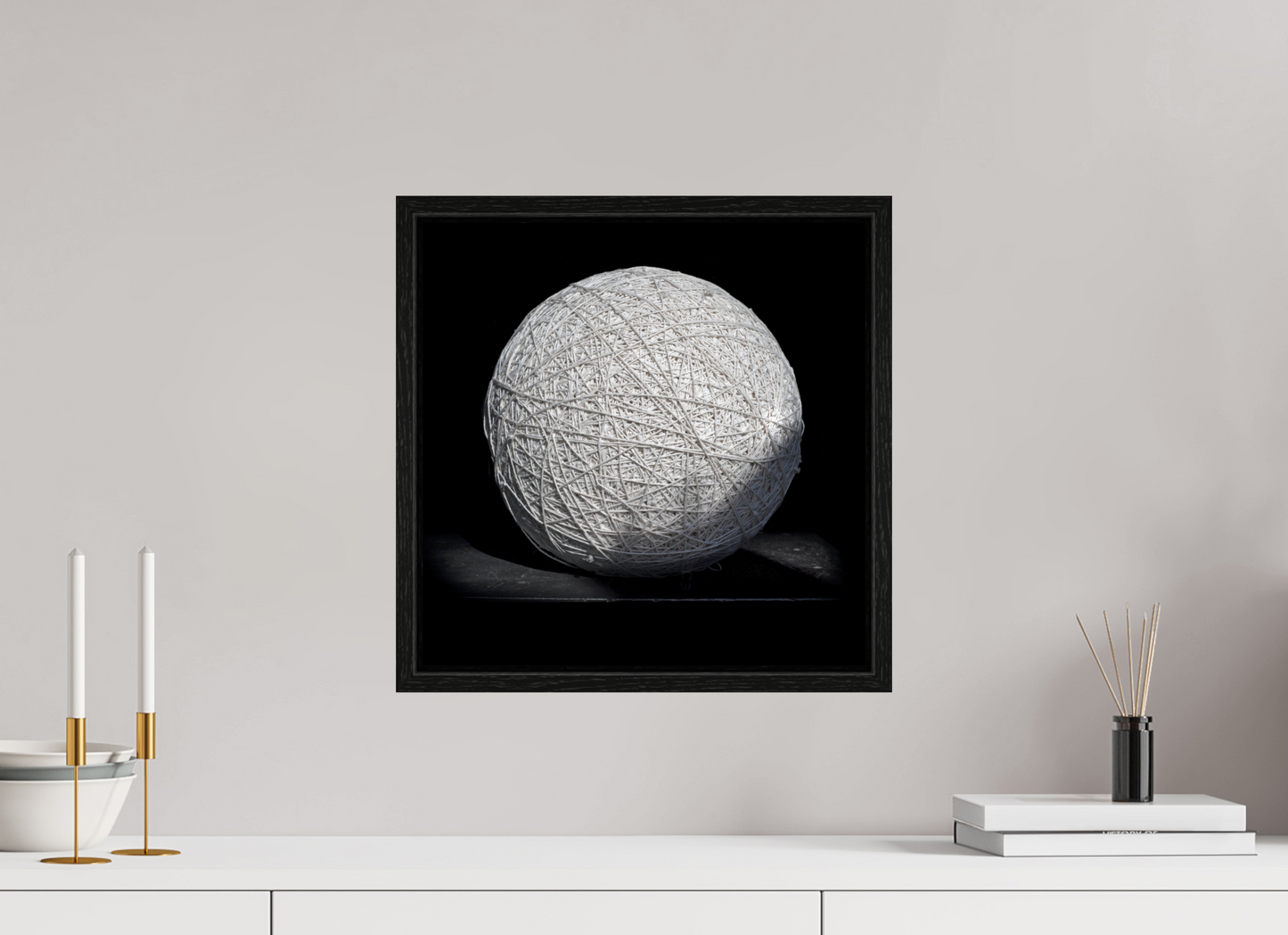 15 x 15″, Floater Frame Ball of String