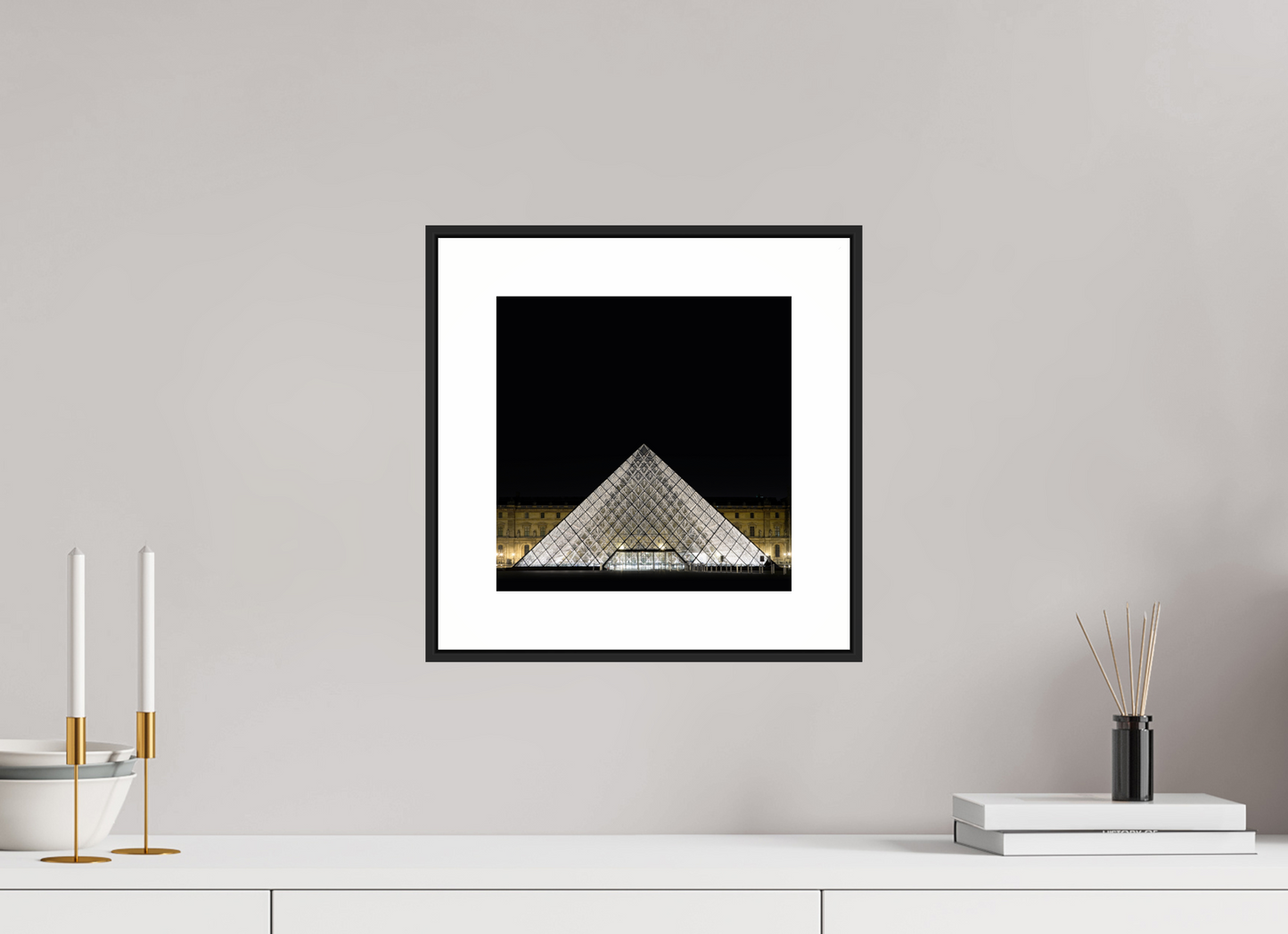 10 x 10″, Black Matte Frame The Louvre Pyramid