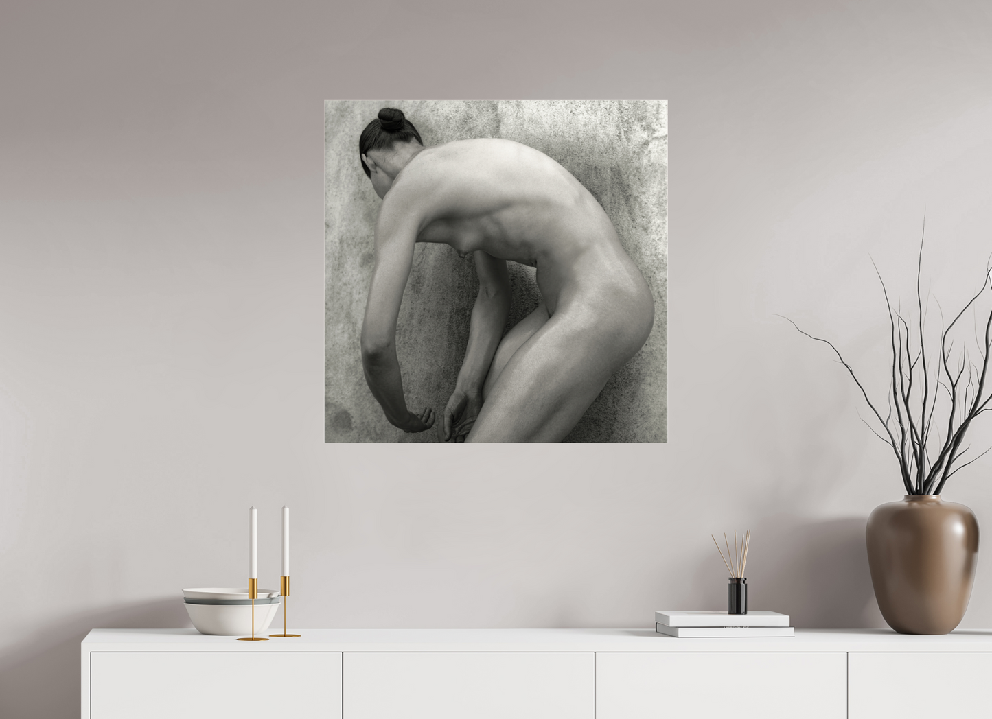 30 x 30″, Frameless Acrylic Glass Nude No.60 - square