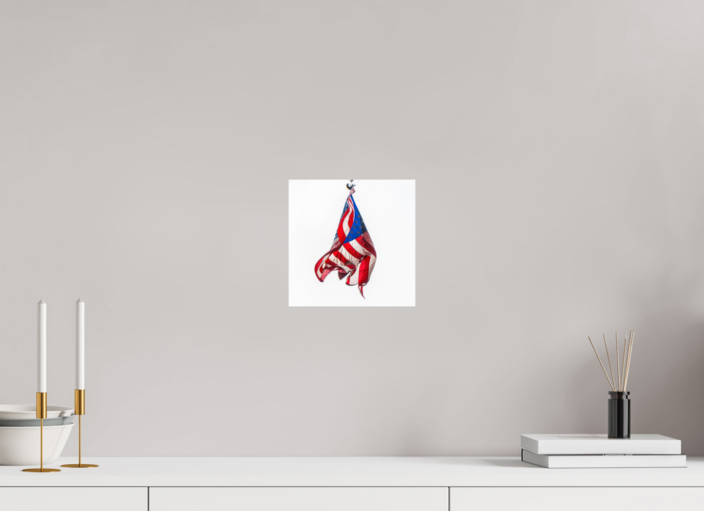 8 x 8″, Frameless Acrylic Glass Crumpled USA Flag