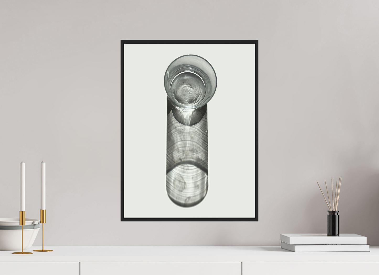 15 x 20″, Black Matte Frame, No Border Water Glass with Shadow