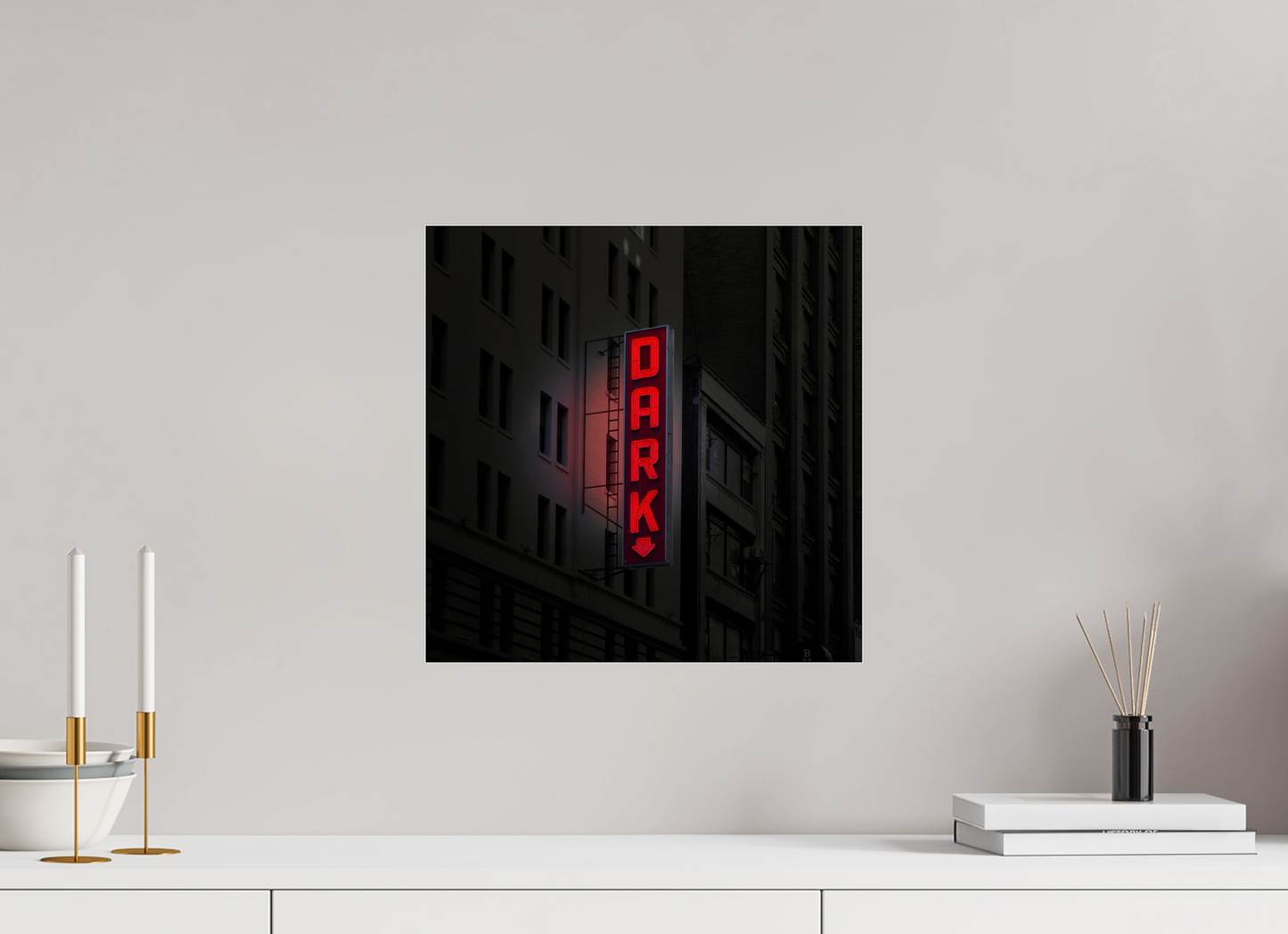 15 x 15″, Frameless Acrylic Glass Dark Neon