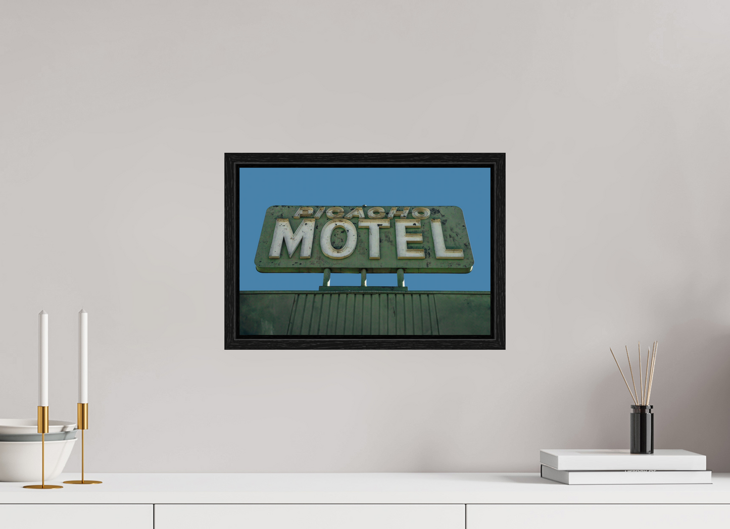 15 x 10″, Floater Frame Picacho Motel Sign