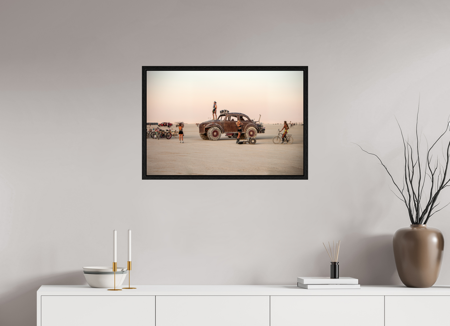 30 x 20″, Floater Frame Burning Man - Art Car Large VW - Full Frame