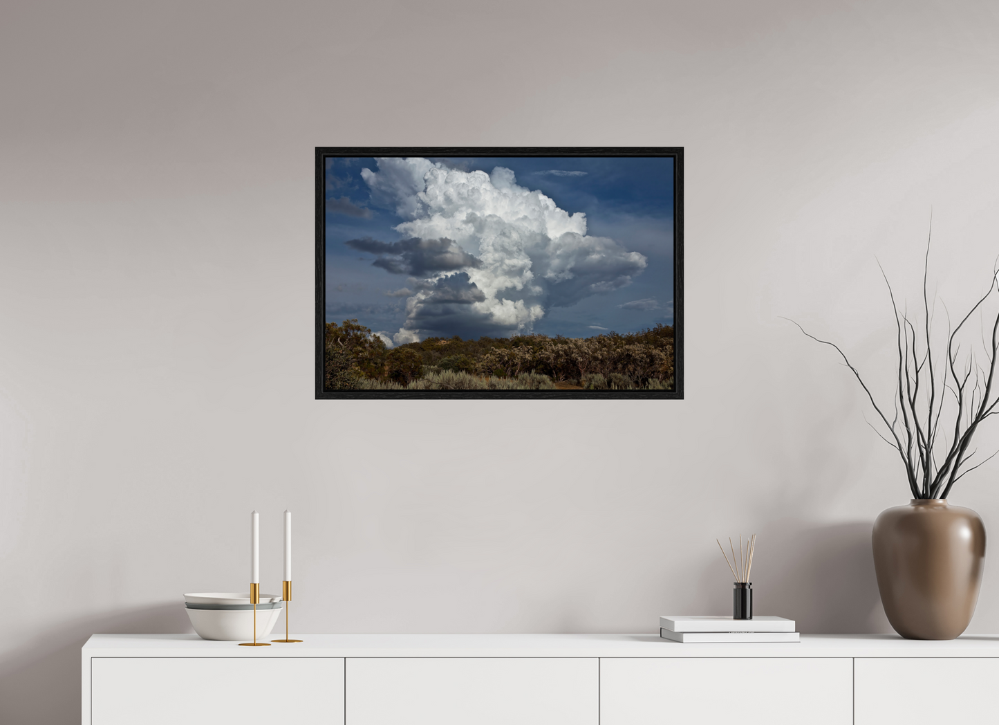 30 x 20″, Floater Frame Billowing Clouds