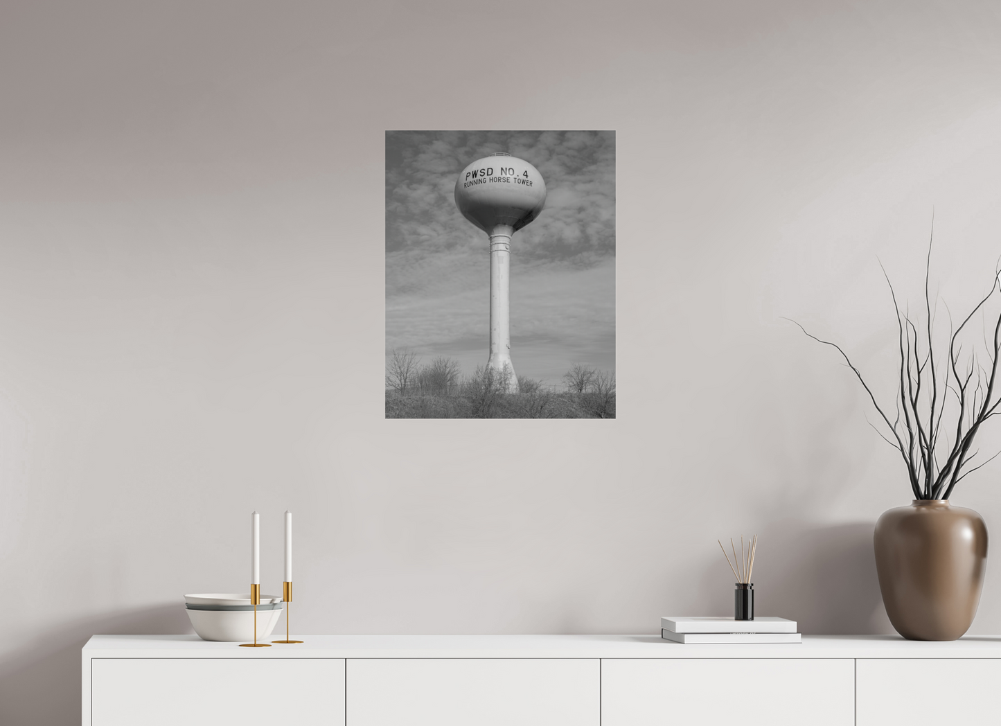 20 x 25″, Frameless Acrylic Glass Running Horse Water Tower