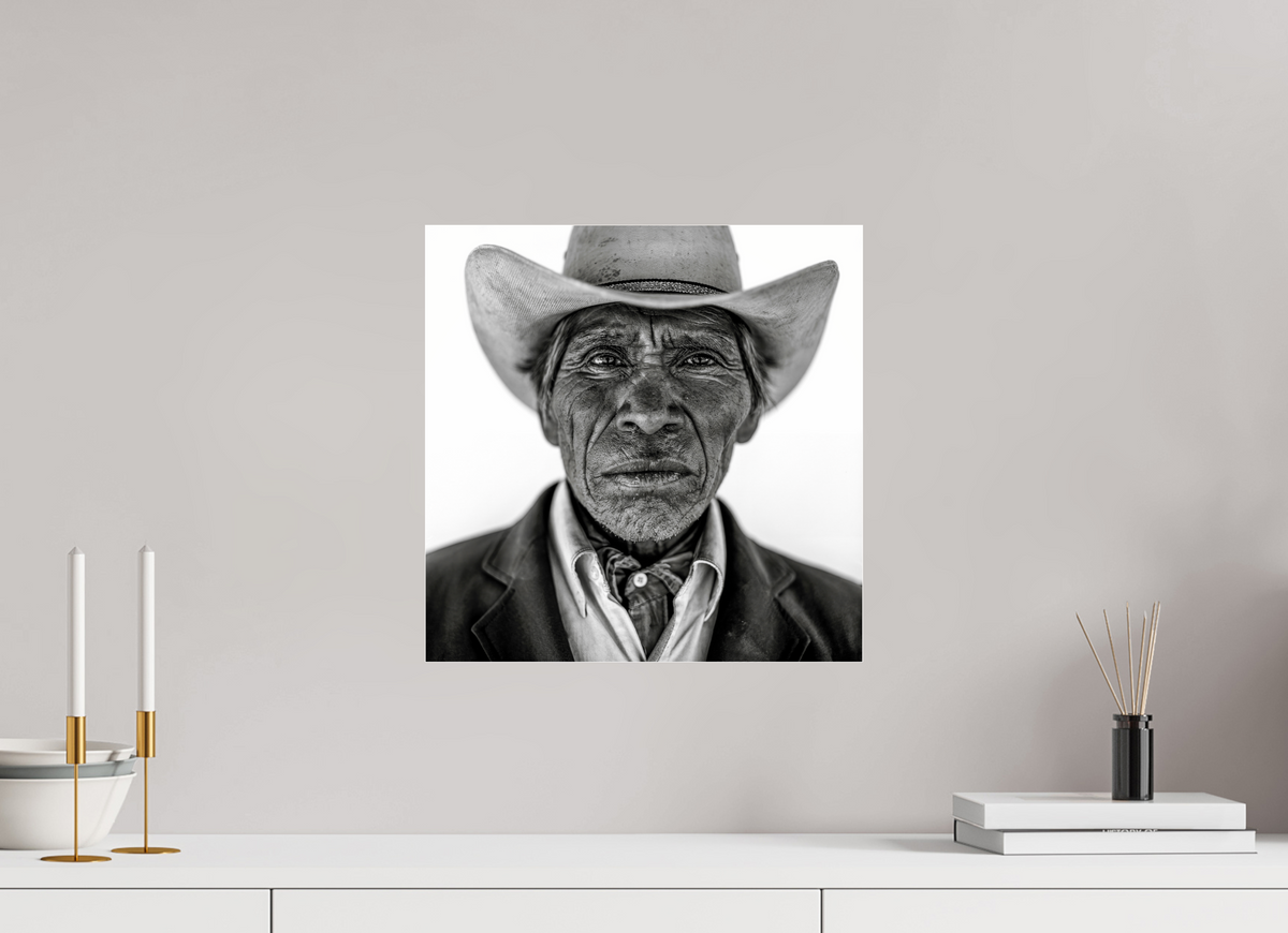 15 x 15″, Frameless Acrylic Glass Tarahumara Cowboy