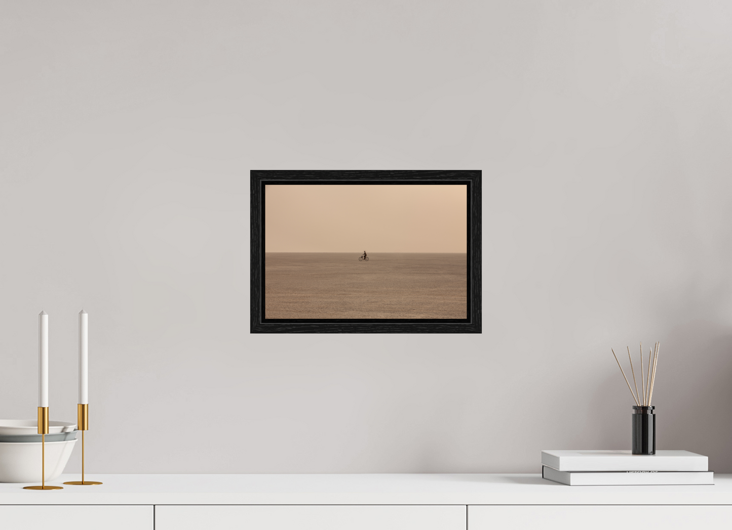 12 x 8″, Floater Frame Burning Man - Woman on Bike