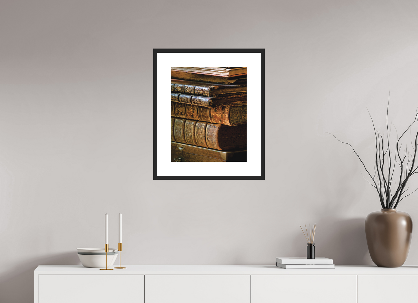 16 x 20″, Solid 0.8" Black Wood Frame With 3" Natural White Passe-Partout with Museum Glass Hermés Archive