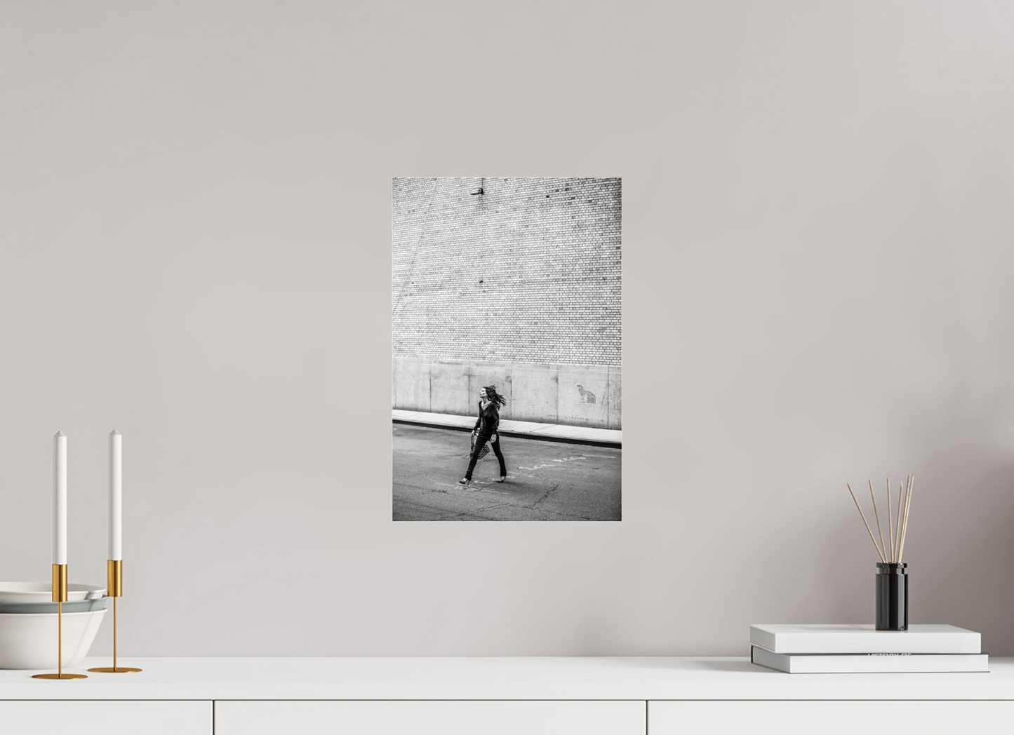 10 x 15″, Frameless Acrylic Glass Woman Walking Across the Street