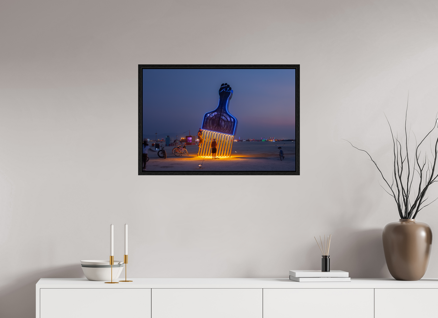 30 x 20″, Floater Frame Burning Man - Fro Pick