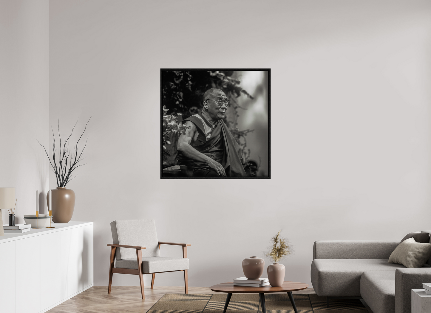 40 x 40″, Floater Frame His Holiness the Dalai Lama