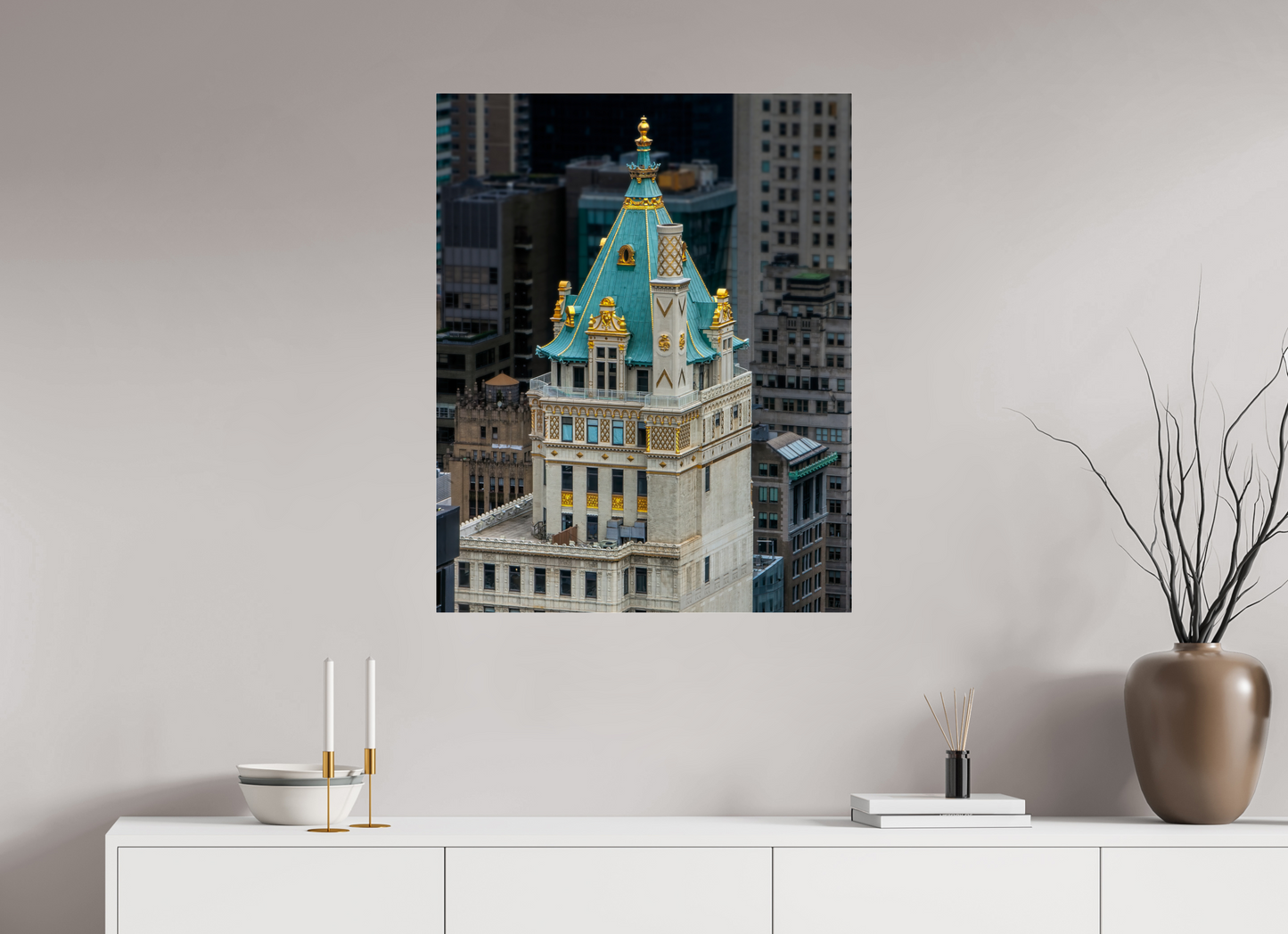 28 x 35″, Frameless Acrylic Glass The Heckscher Building