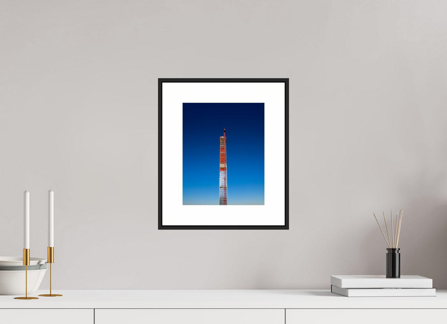 8 x 10″, Black Matte Frame Steinway Tower Under Construction