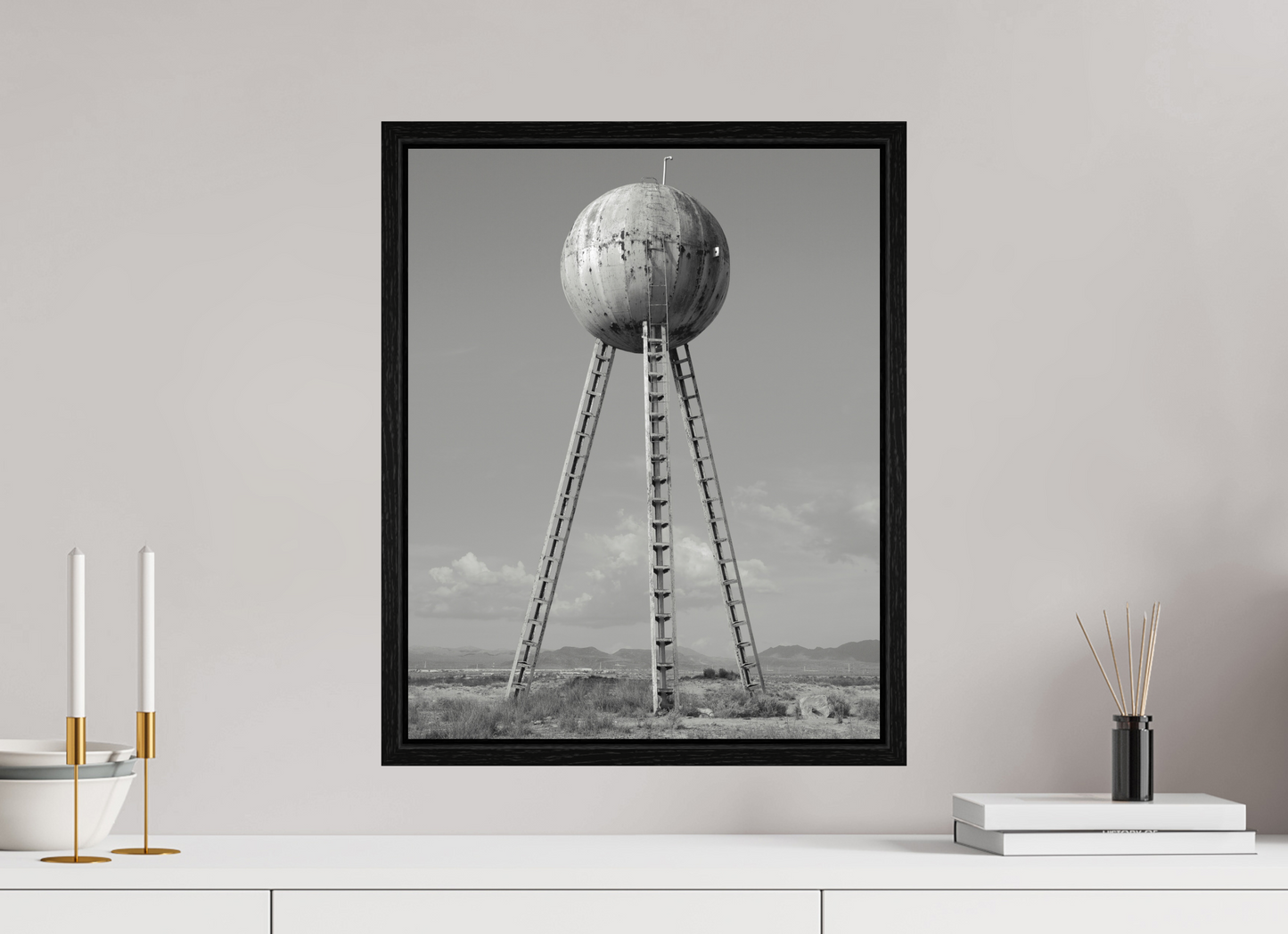 16 x 20″, Floater Frame Spherical Water Tower