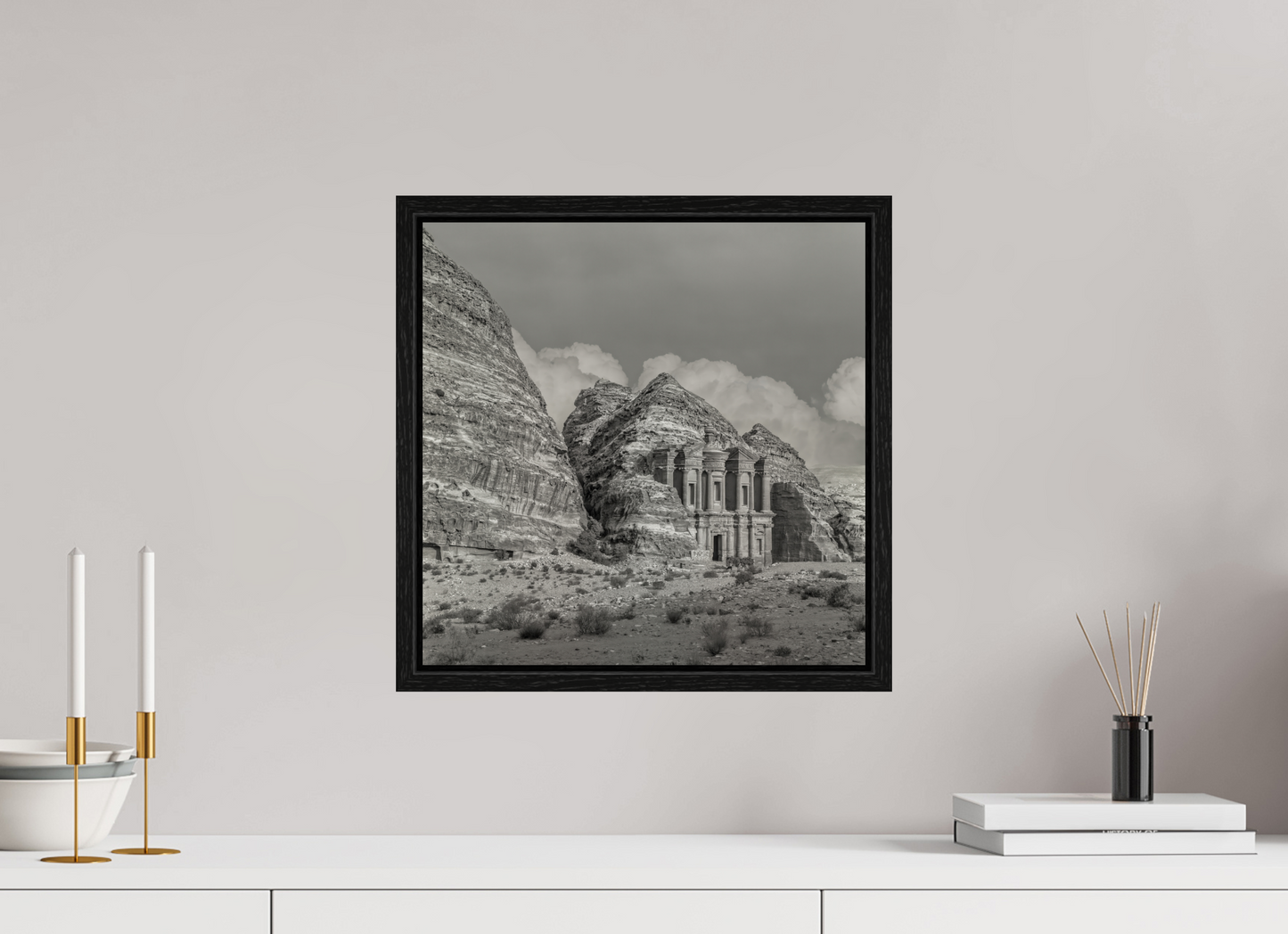 15 x 15″, Floater Frame #220 Monastary in Petra