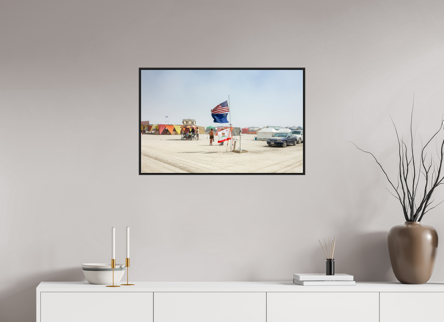 Burning Man - Woman and Flags